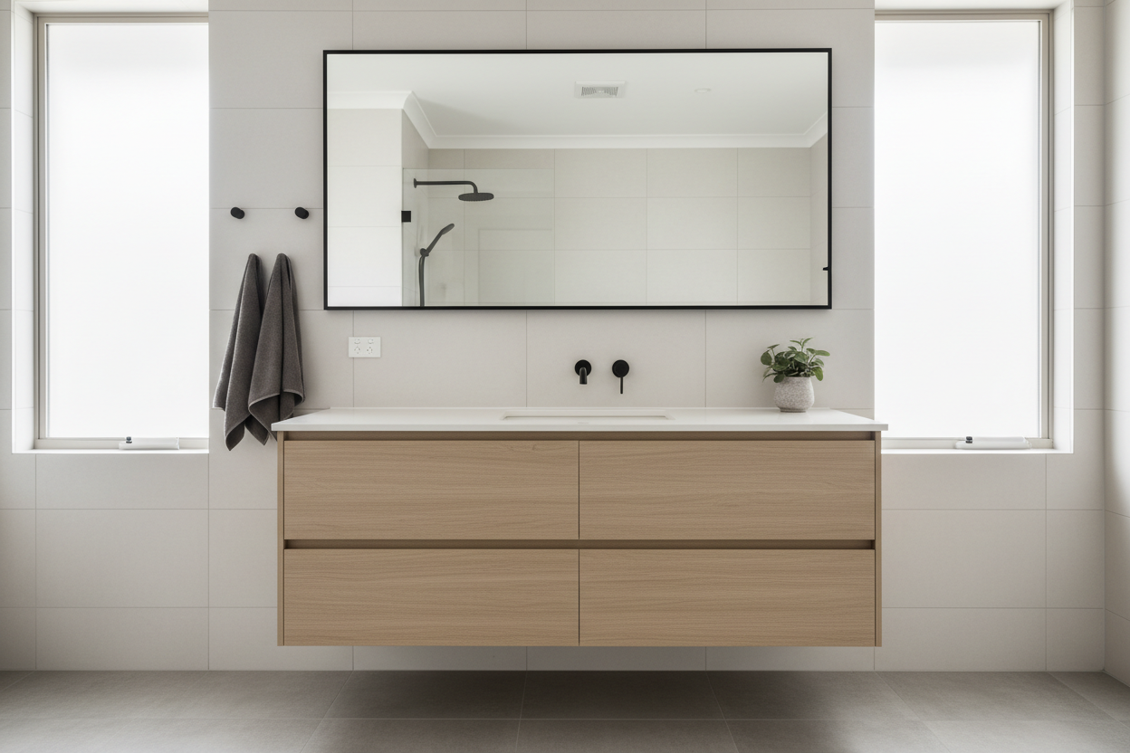 Wall-hung vanity installed in a renovated Australian home