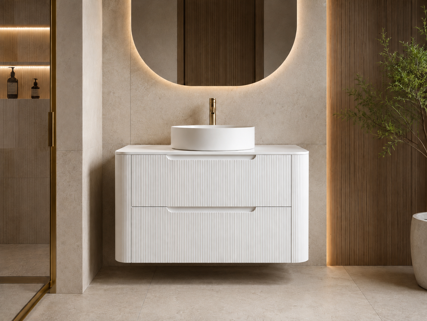 Arlocurve 360 Fluted Floorstanding White 1200mm