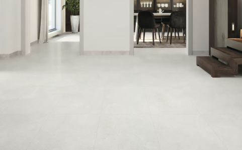 Aurelia Cream matt porcelain tile 600 x 600 mm shown in a contemporary interior