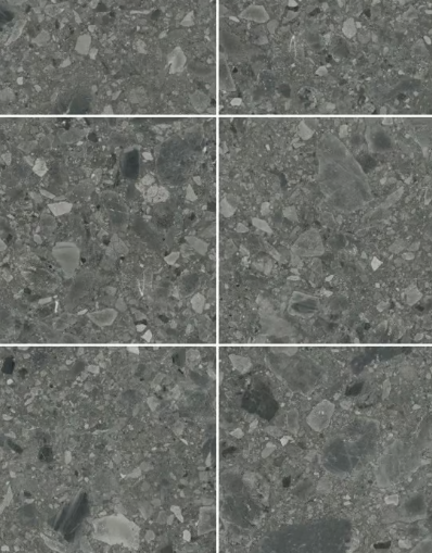 Shop Cavero Charcoal Stone Rectified Tiles in 600 × 600 mm. A distinctive dark stone-inspired design with varied tones for contemporary spaces.