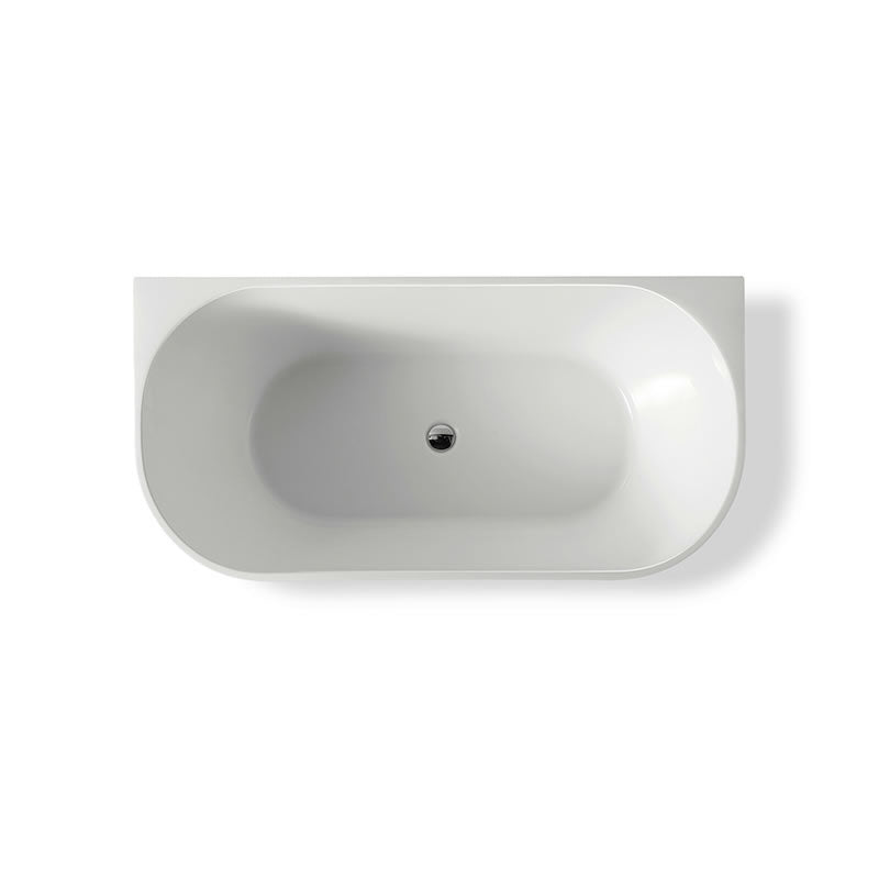 Cortona 1500mm gloss white back to wall bathtub with a smooth, curved interior and contemporary oval design