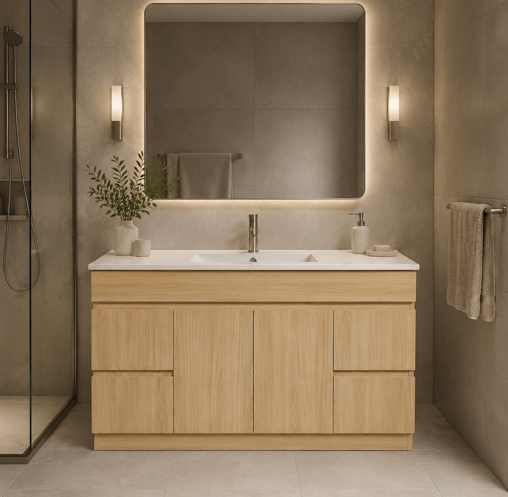 Kavo Floorstanding Vanity with Ceramic Basin – 1200 mm Light Oak