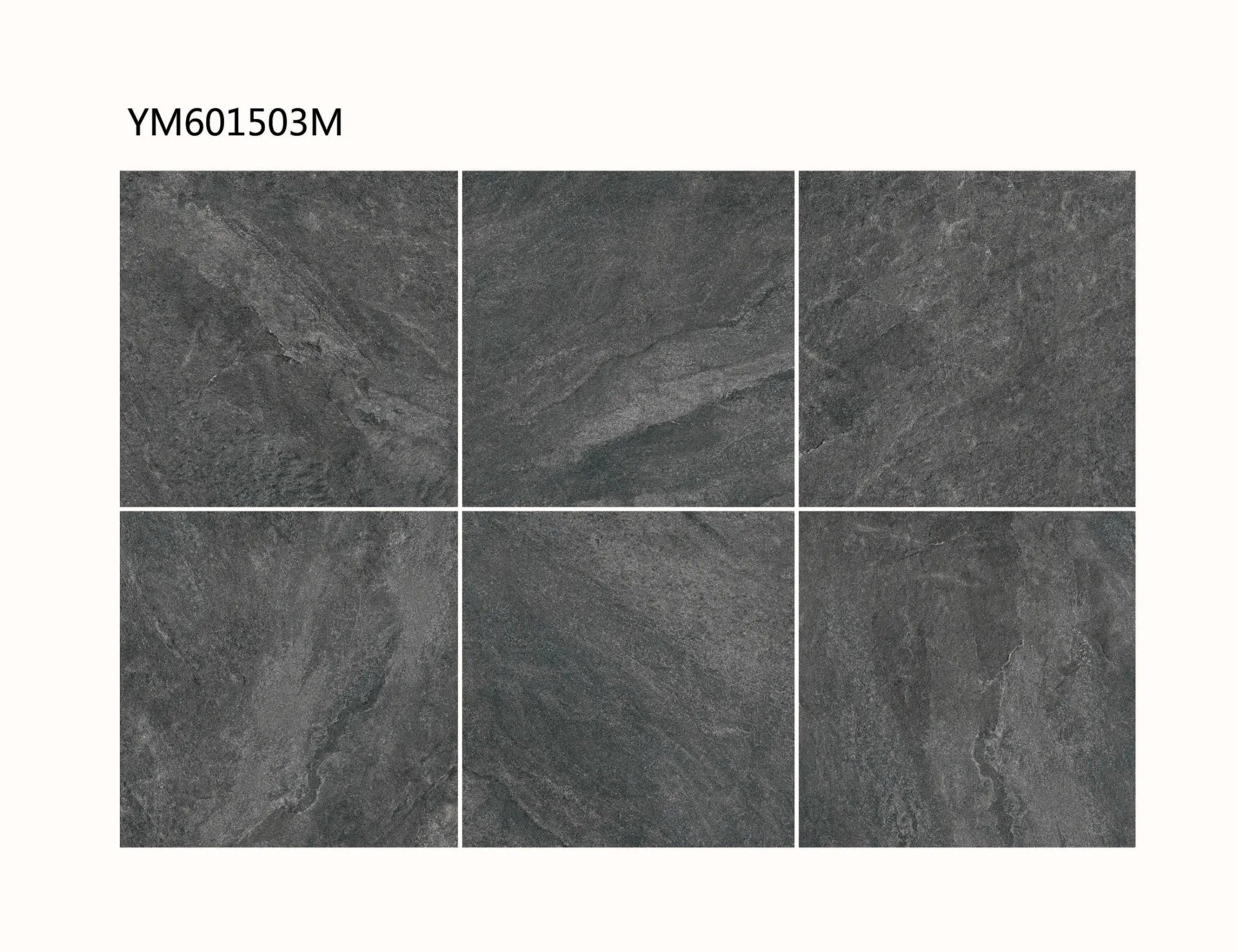 Merovia Black 600 x 600 matt rectified tile with subtle stone-inspired variation