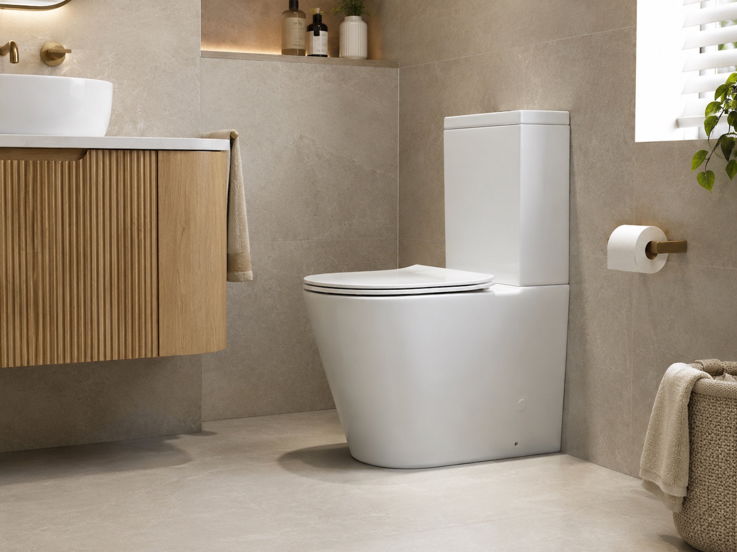 Modern bathroom rimless toilet suite