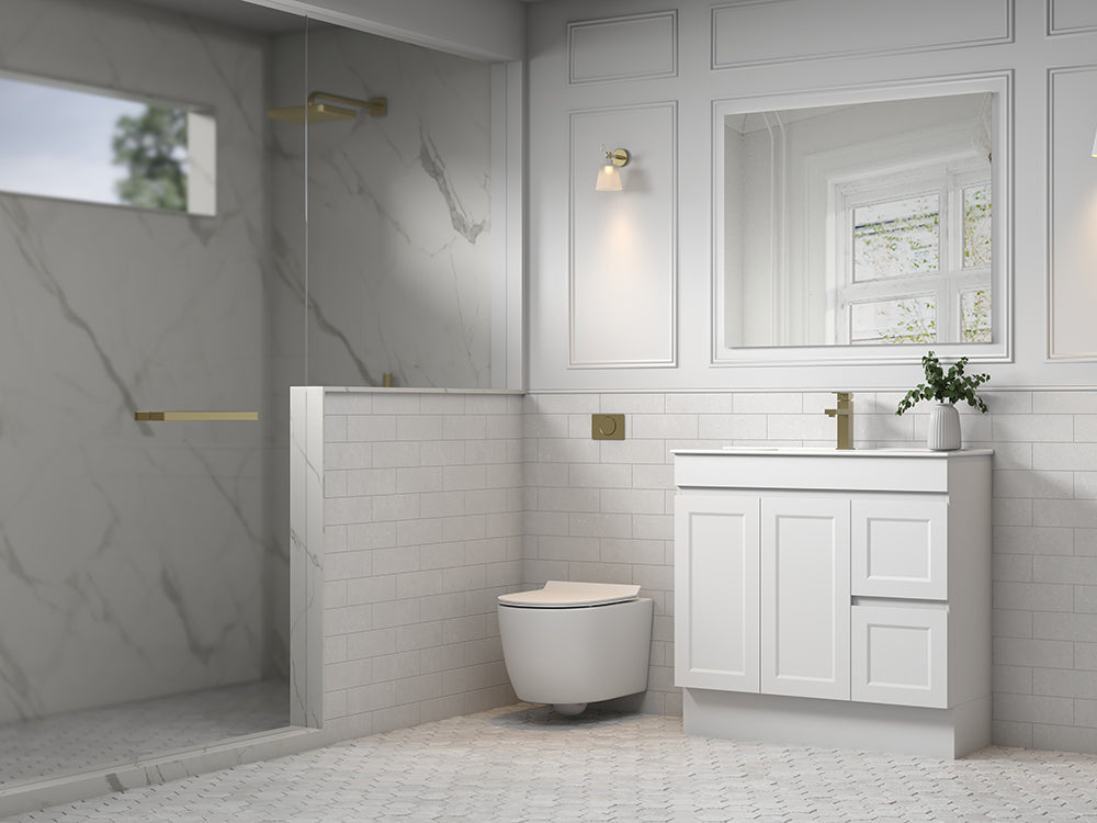 Westbury 900mm Matt White Vanity With Kickboard
