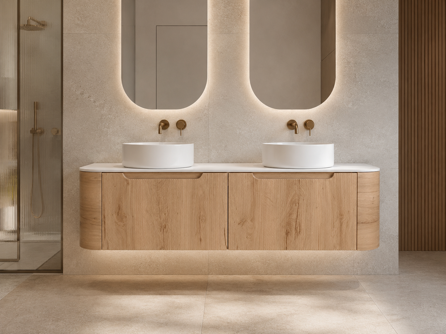 Arlocurve 1500mm fluted front vanity