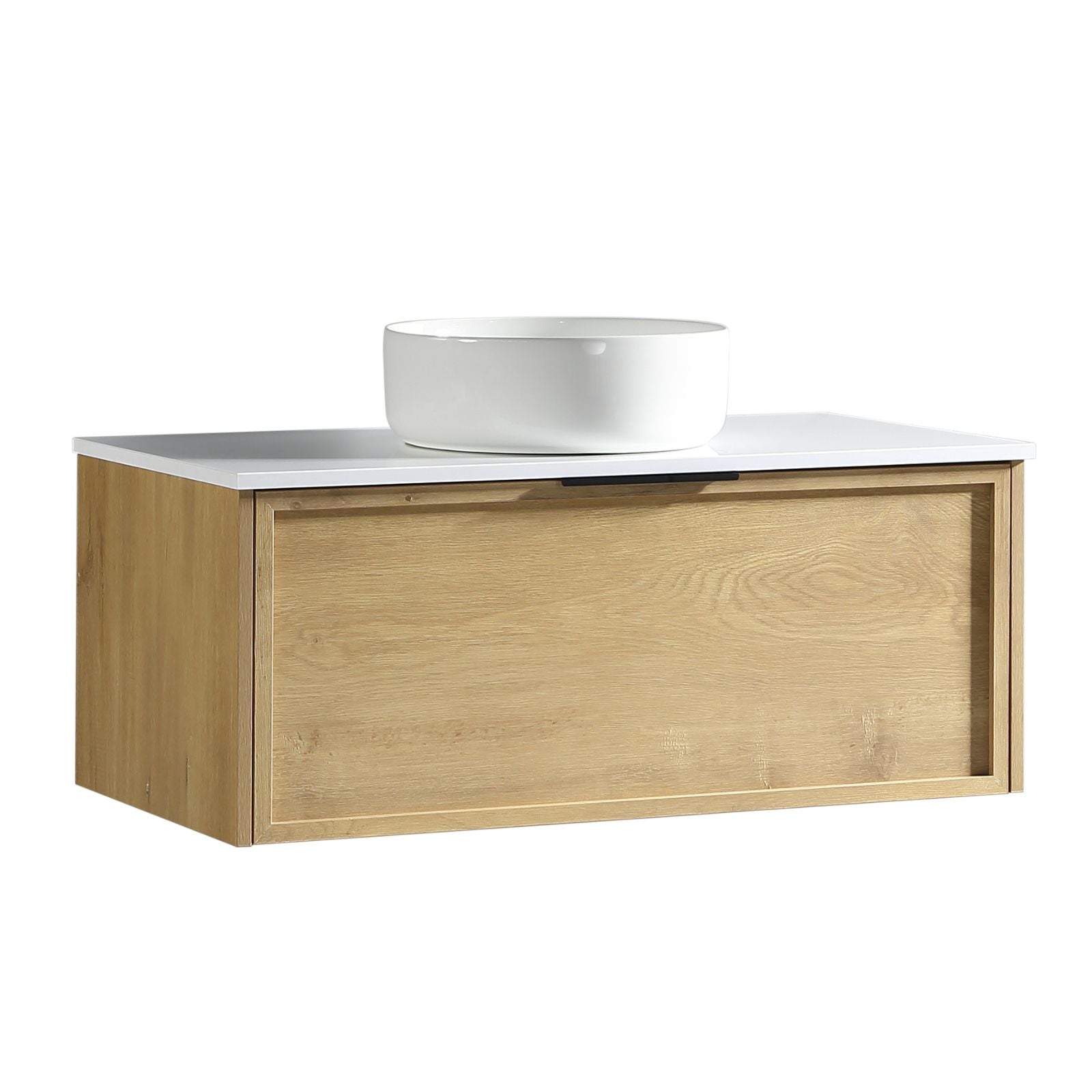 Brayden vanity 900mm natural oak side angle