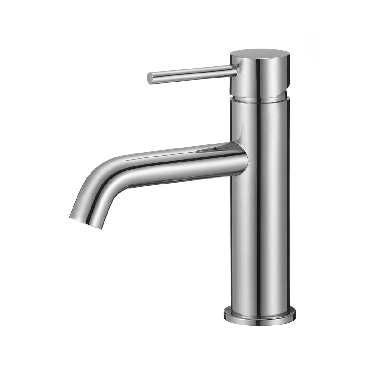 Velnora round vessel basin mixer in chrome polished finish on a white background.
