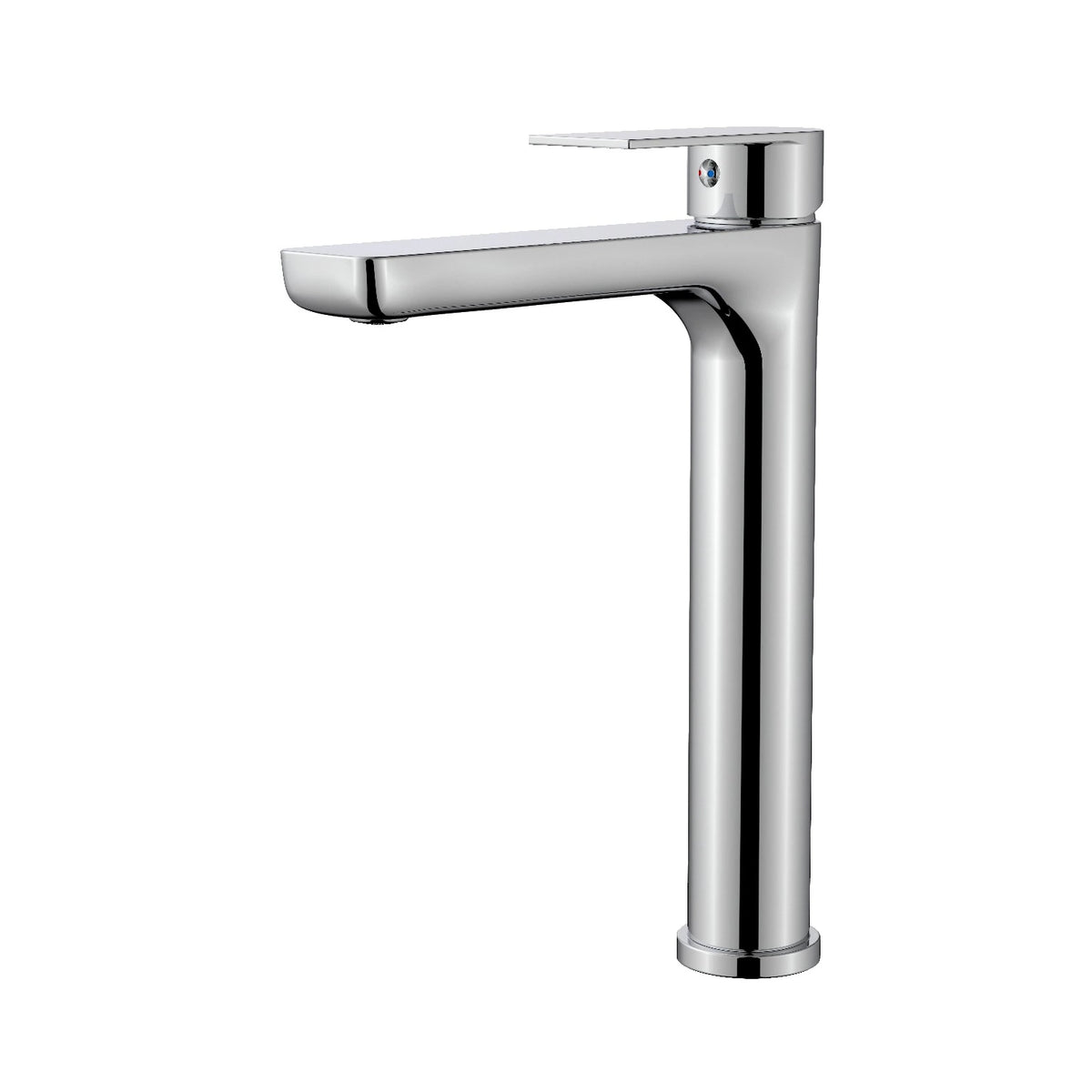 Velnora extended square vessel basin mixer in chrome finish.