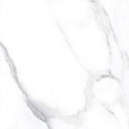 Bellamira White gloss porcelain tile in 600 x 600 mm, featuring a clean white base with subtle grey veining and a refined gloss finish.