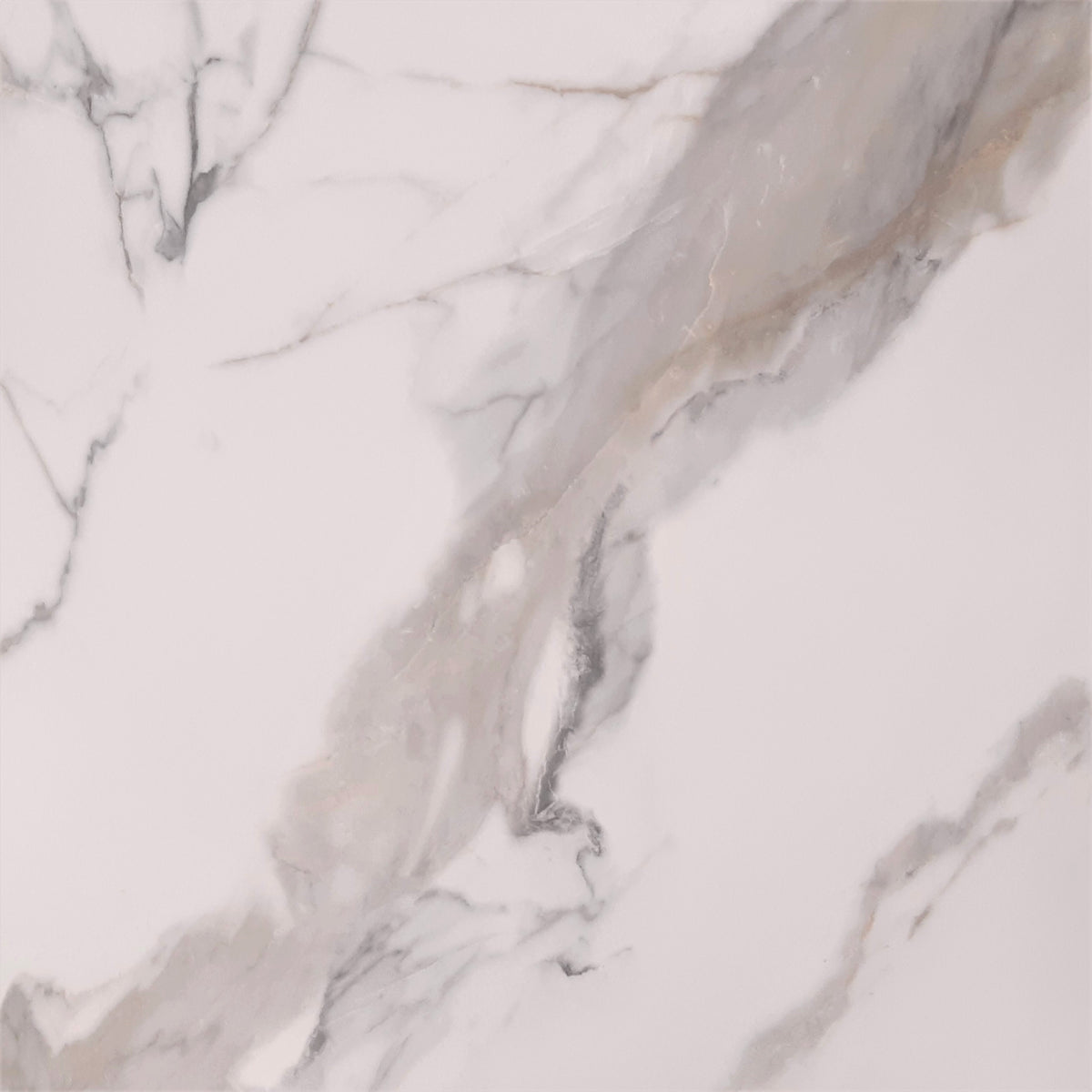 Bellavere Gold Matt Porcelain Tile 600 x 600 mm features flowing gold-beige veining, soft grey details and a refined matt finish for modern interiors.