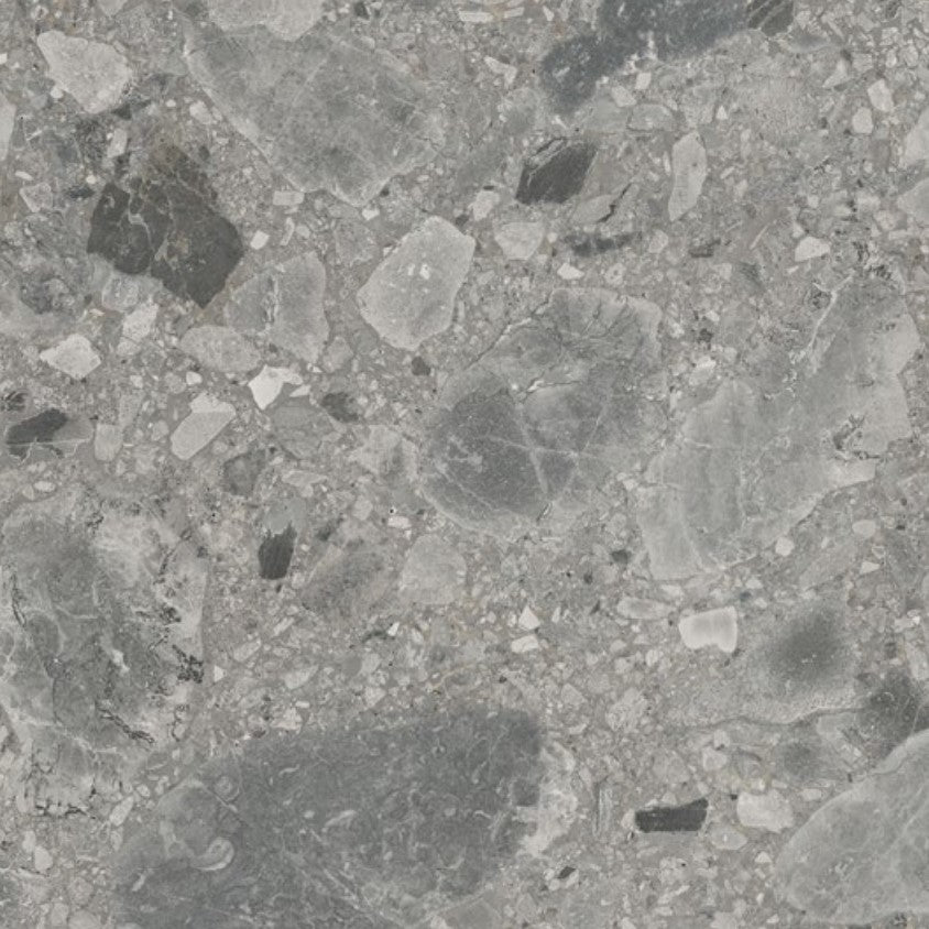 Cavero grey rectified tile 600 × 600 mm with stone-inspired surface