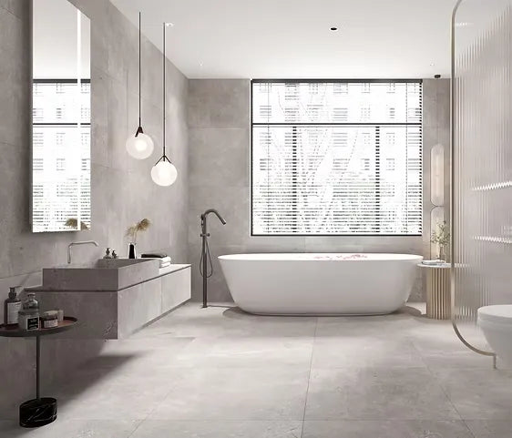 Celestine Light Grey gloss porcelain tile in 600 x 600 mm, featuring a refined neutral grey colour and smooth gloss finish for modern interiors.