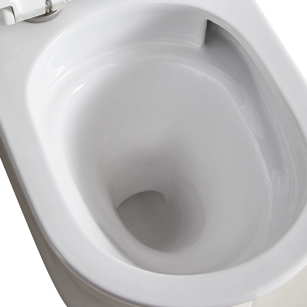 Clearwell gloss white rimless toilet suite with Tornado flushing, Geberit internal fittings, a soft-close quick-release seat and WELS 4 Star rating.