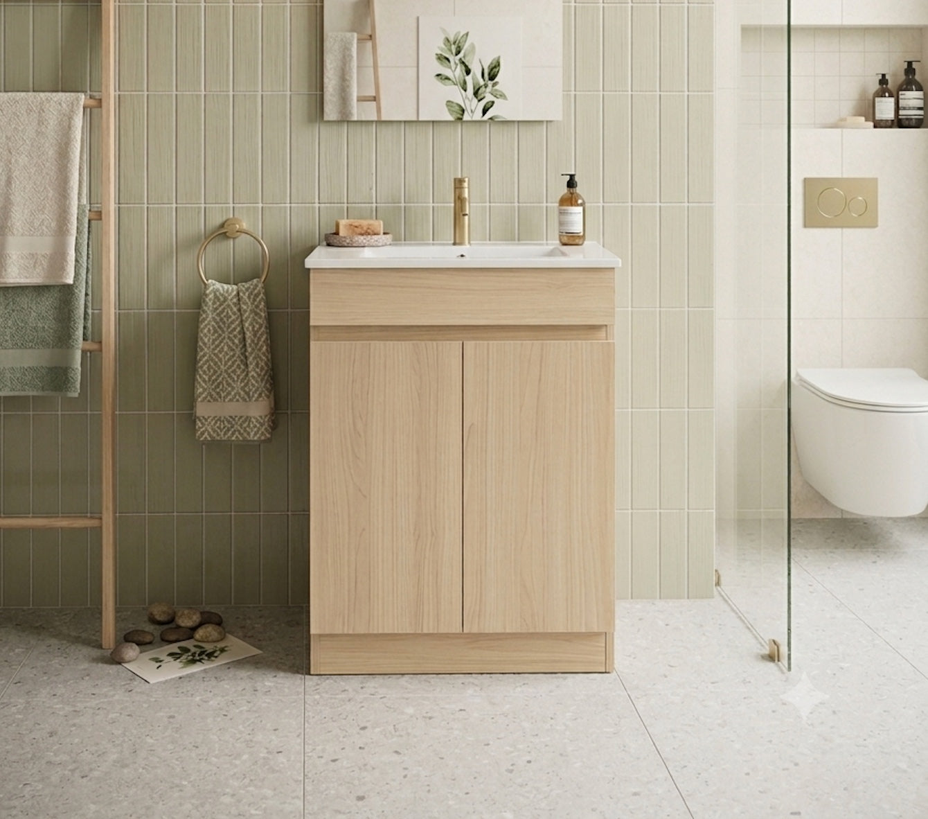Kavo Floorstanding Vanity with Ceramic Basin – 600 mm Light Oak
