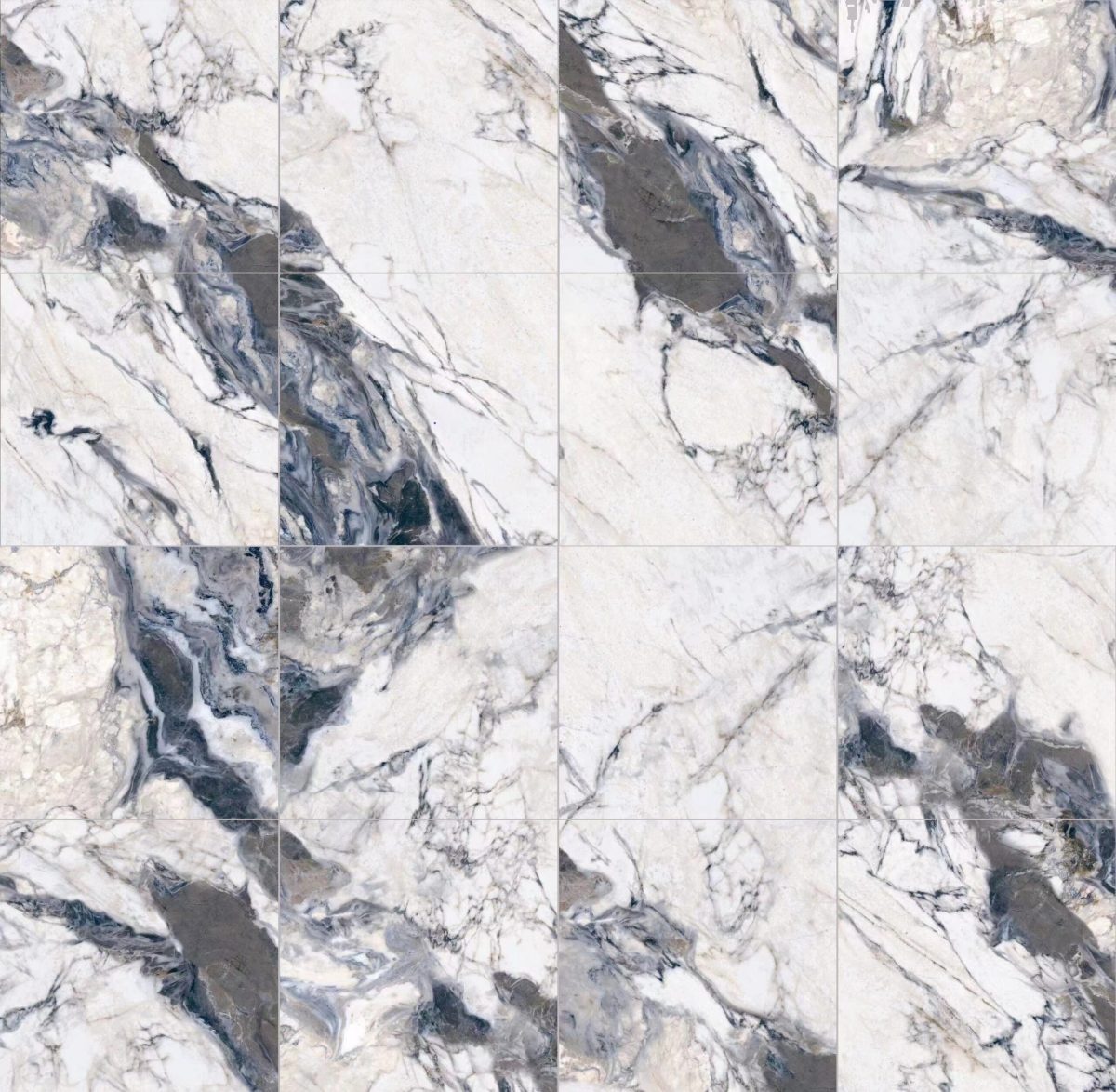Marivelle Grey Marble gloss porcelain tile in 600 x 600 mm, featuring expressive grey veining and tonal variation across a refined white base.