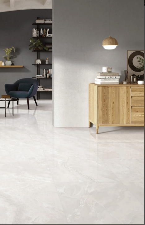 Mirelle Superb Grey polished porcelain tile in 600 x 600 mm. A refined grey tile with subtle tonal variation and a polished finish.