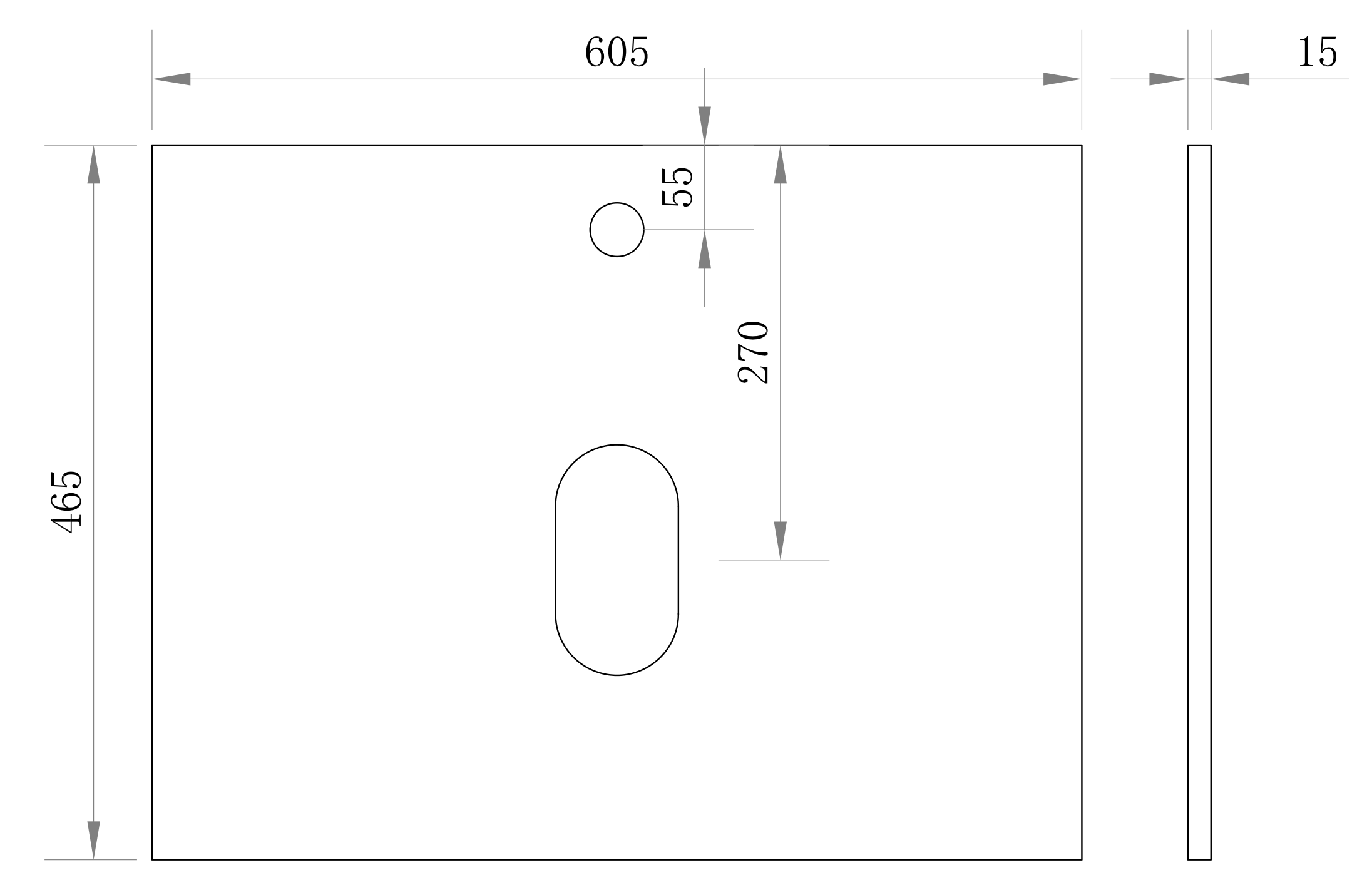 Aeris Stone Vanity Top 605 mm Rectangular 15 mm thick basin cut-out with centre tap hole (Pure white)