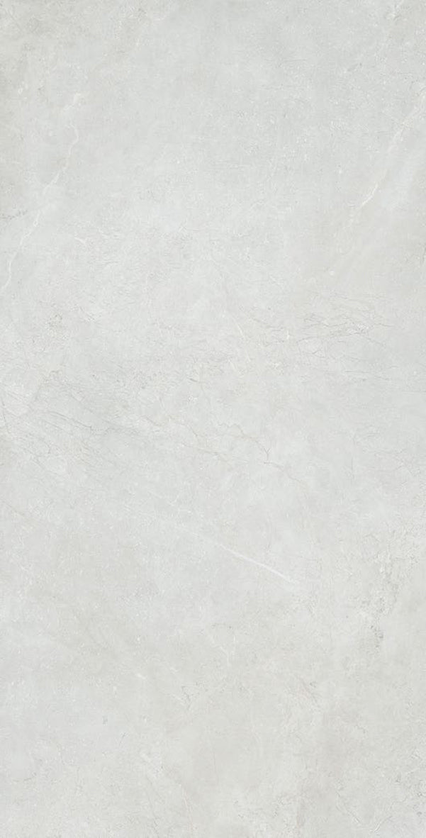 Sophia White Honed Porcelain Tile 300 x 600 mm featuring a light white surface with subtle grey tonal variations and fine markings.