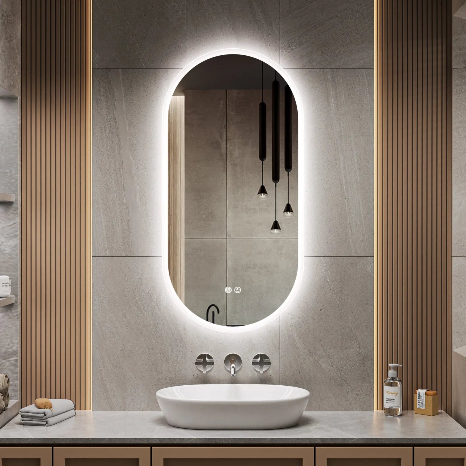 VELNORA Oval LED Mirror 1000x500mm – Anti-Fog