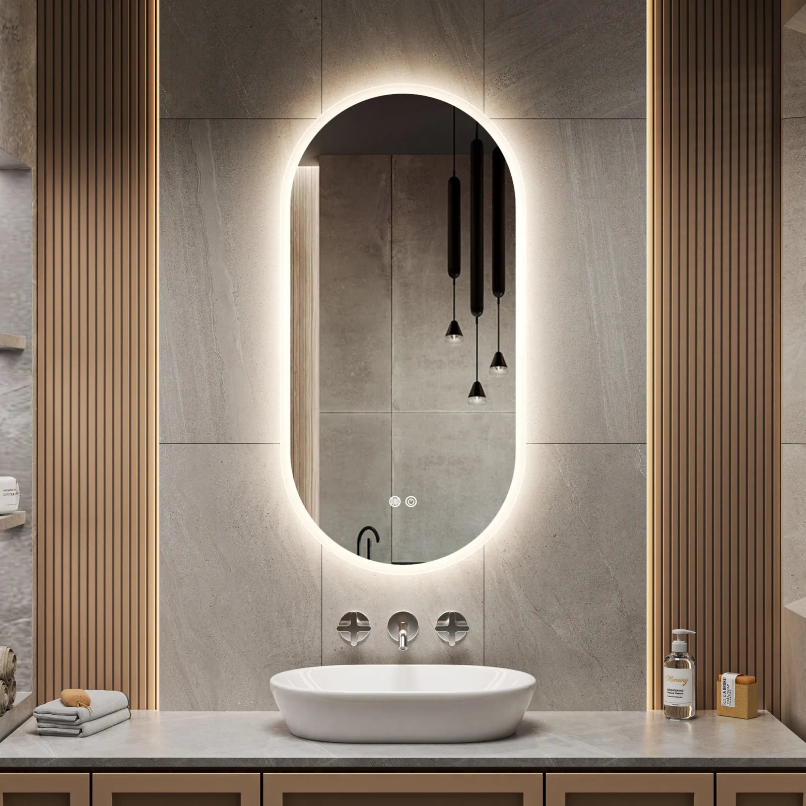 VELNORA Oval LED Mirror 1000x500mm – 3CCT Anti-Fog