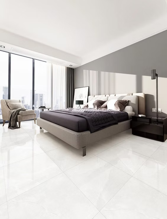 Shop Virella White Tile 600 x 600mm for a clean, bright and sophisticated look. Its versatile white colour creates a timeless foundation for modern interiors.