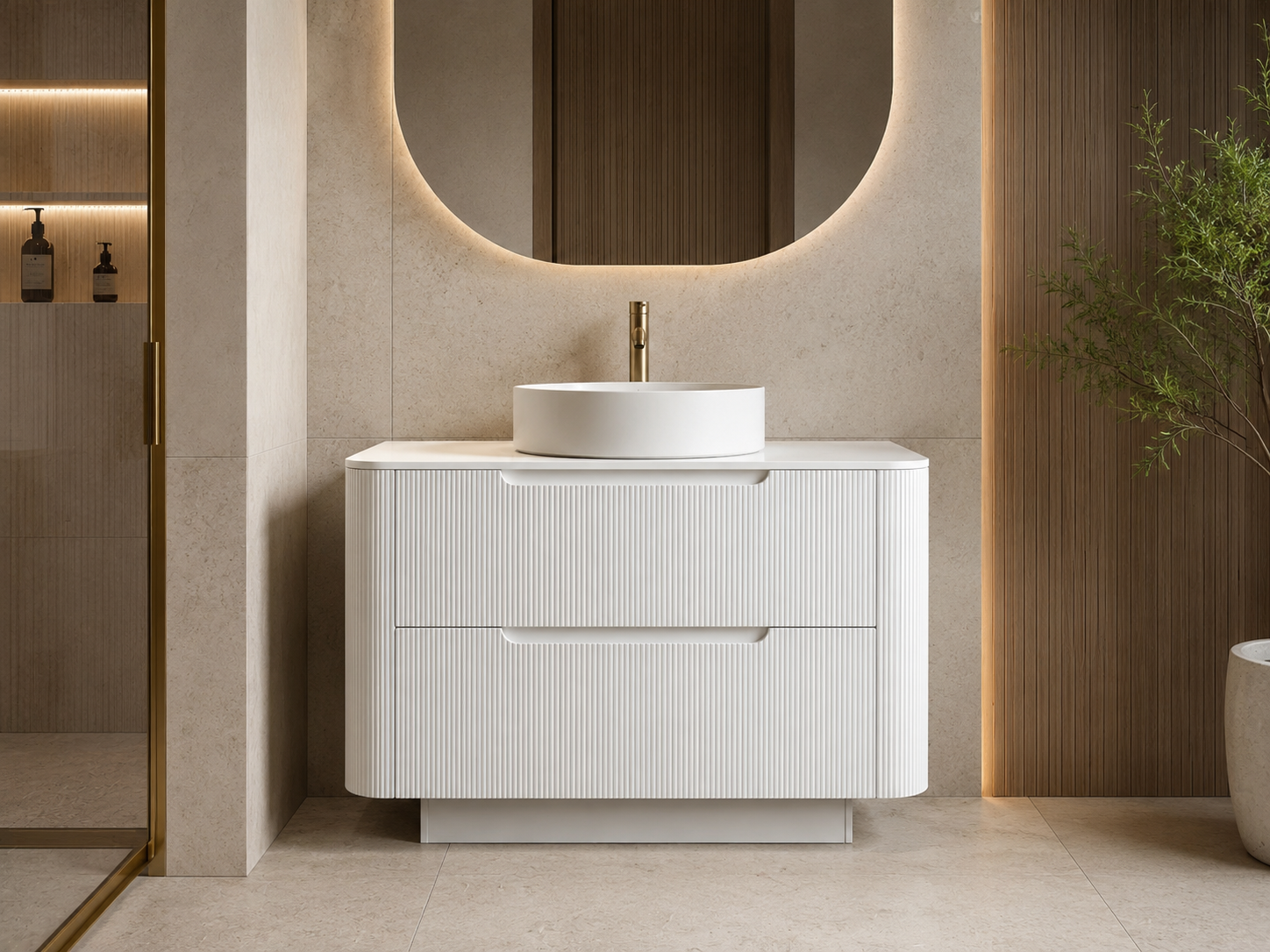 Arlocurve 360 Fluted Floorstanding White 1200mm