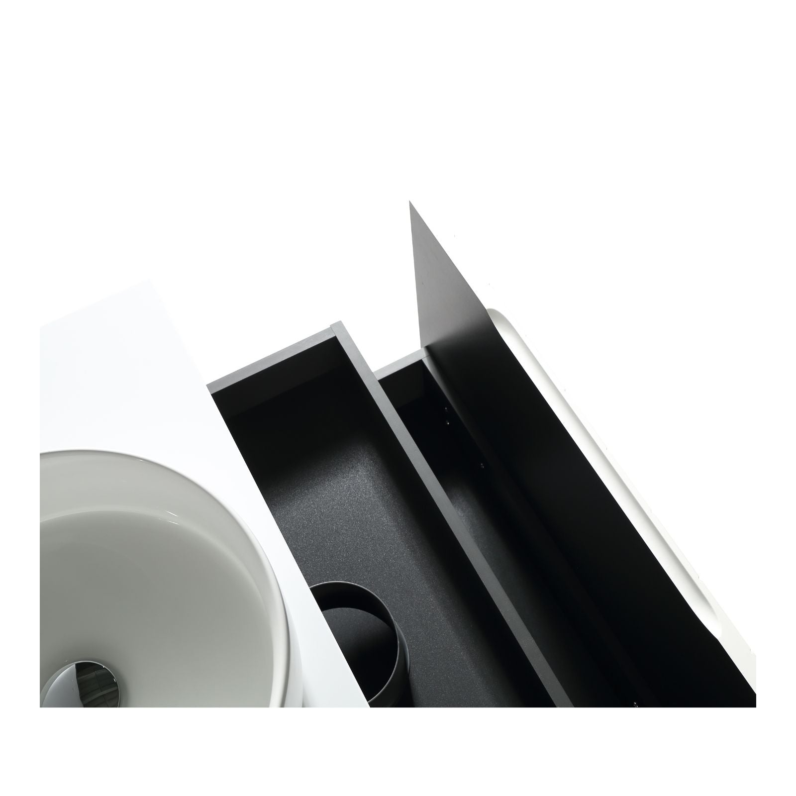 Bayshore vanity 1500mm matte white front drawer top view