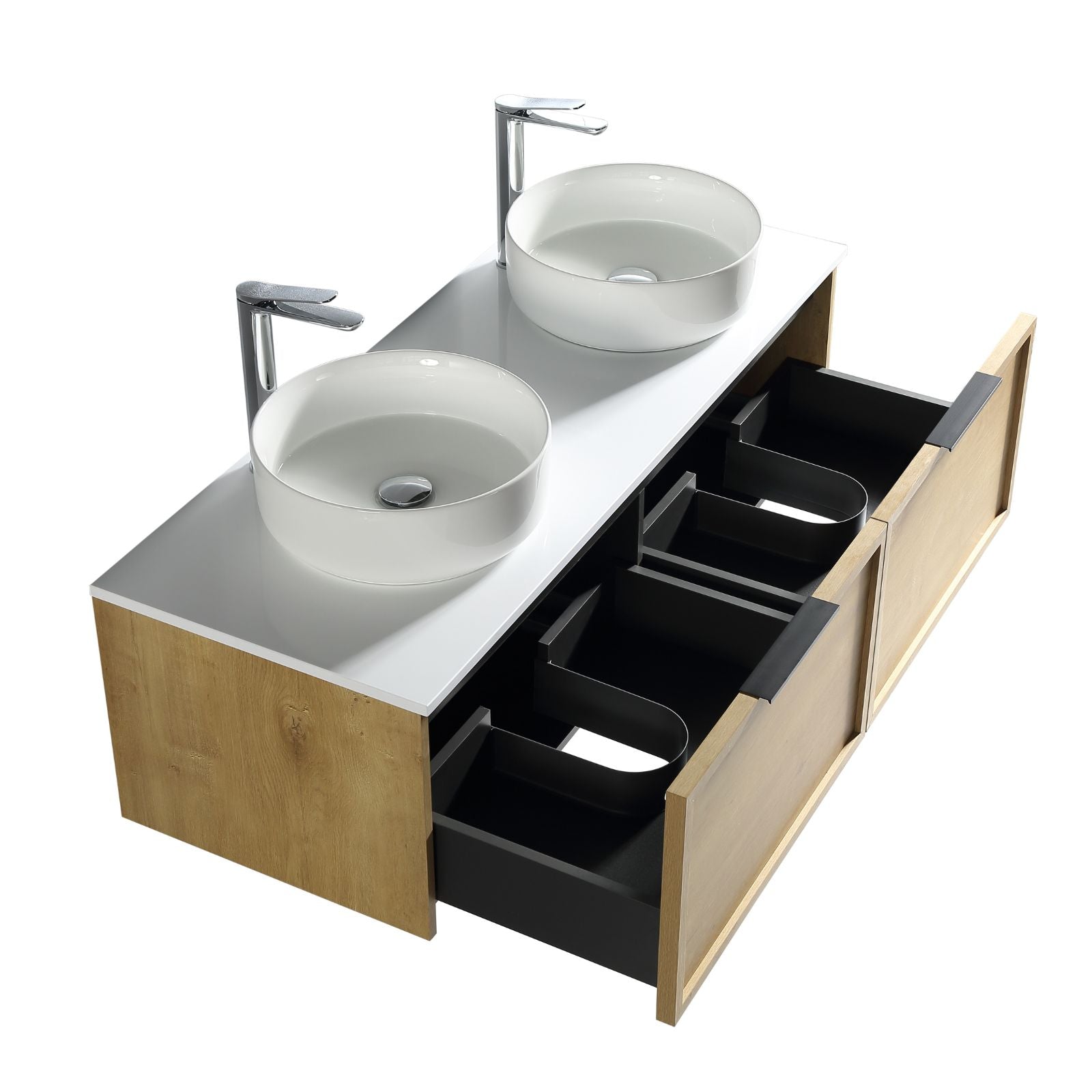 Brayden vanity 1200mm natural oak drawer top view