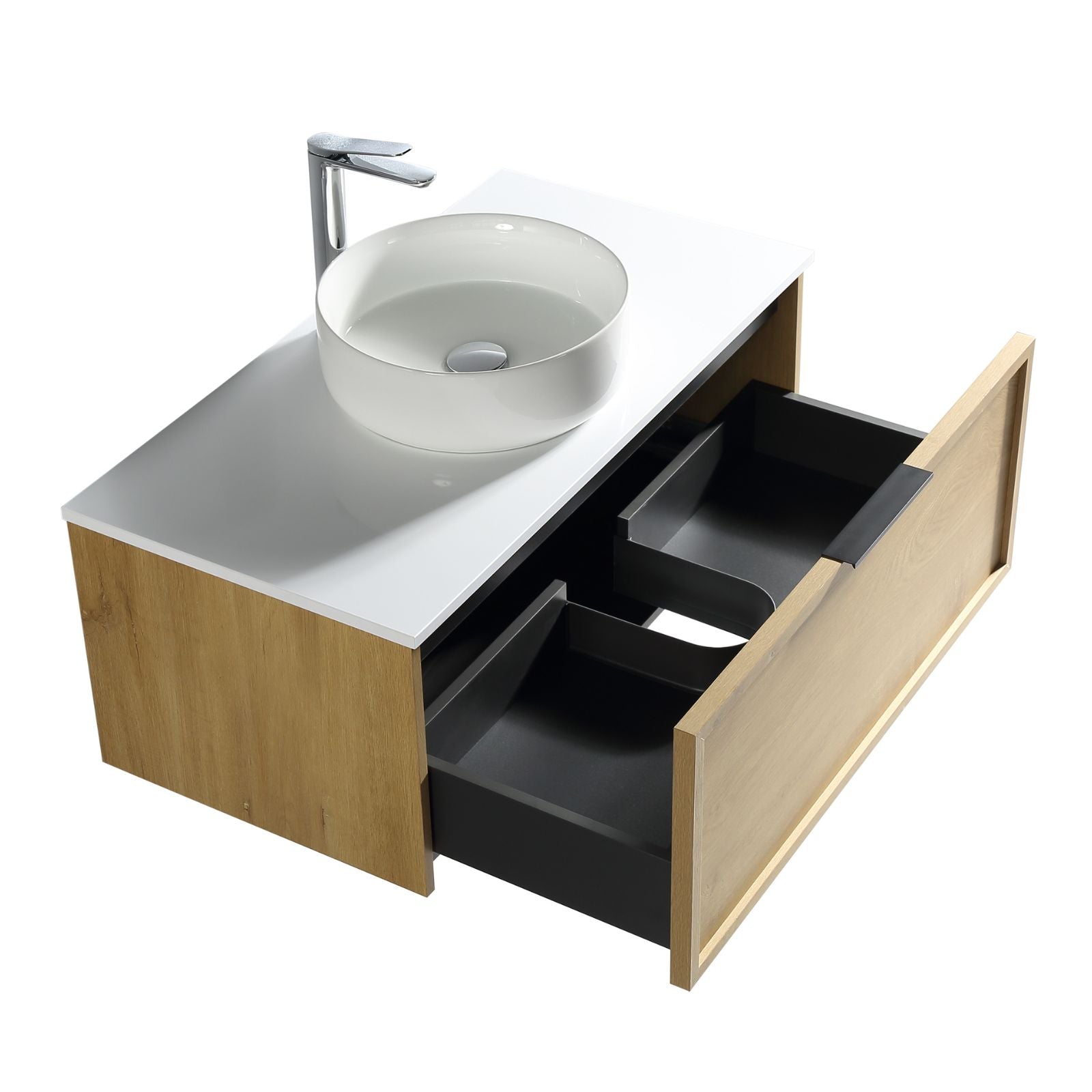 Brayden vanity 750mm natural oak drawer detail