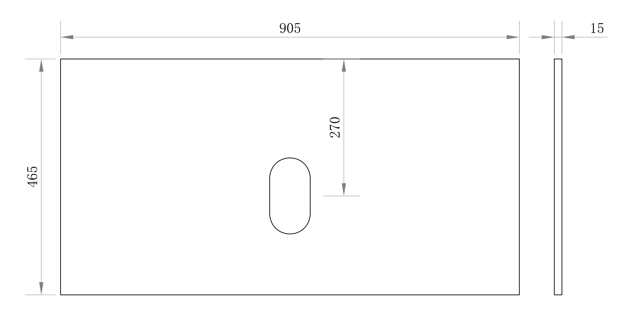 Aeris Stone Vanity Top 905 mm Rectangular 15 mm thick basin cut-out (Pure white)