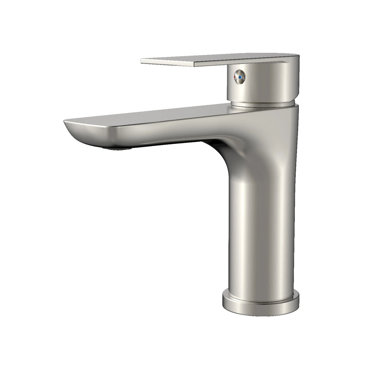 Velnora basin mixer in brushed nickel finish, shown on a white background.